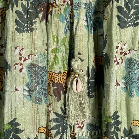 Laraethnics l Cheetah Print Skirt Elastic Waist Tassel Tiered Skirt 35761 - Picture 5 of 14